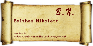 Balthes Nikolett névjegykártya